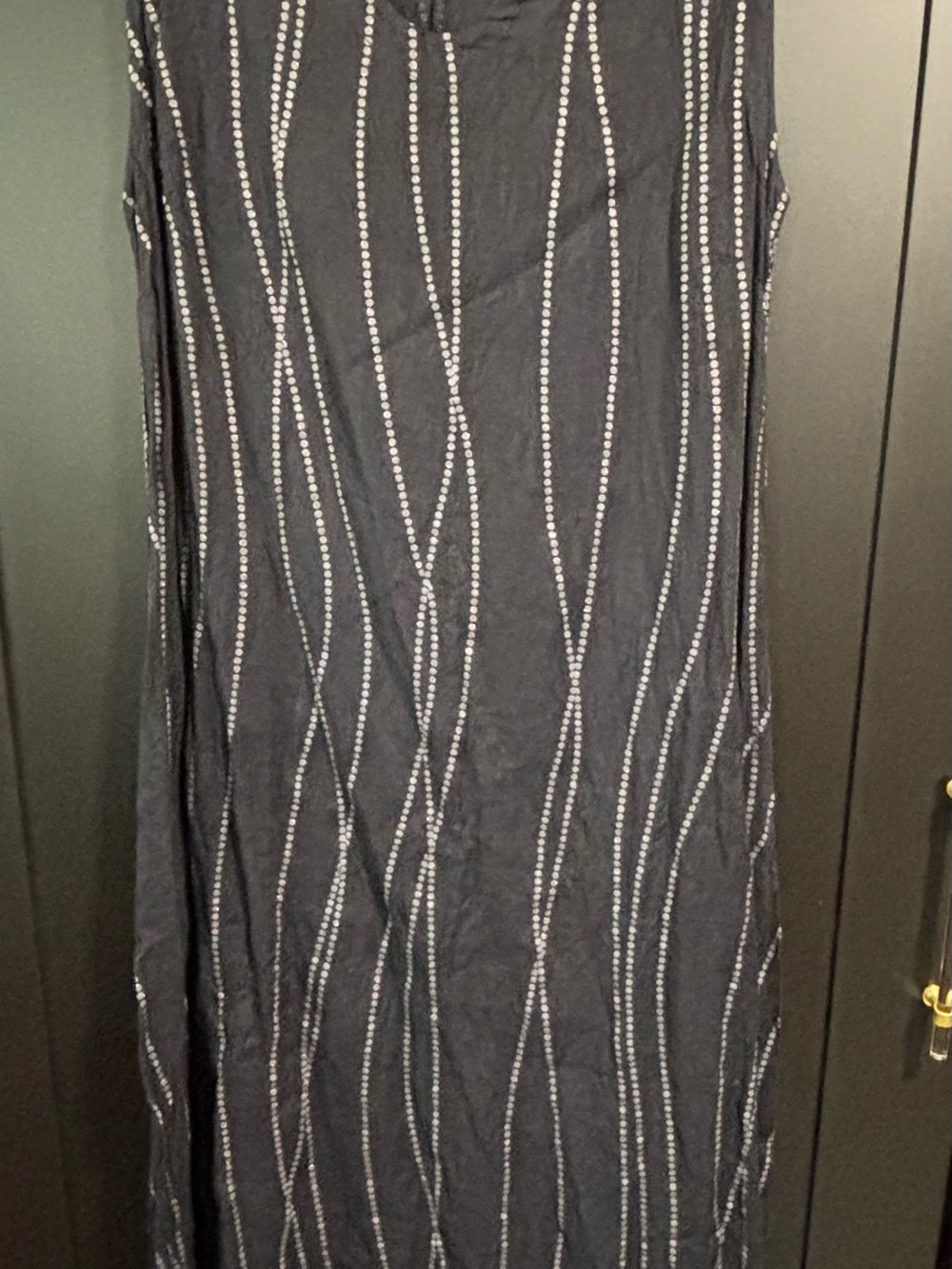 Sleeveless Black Maxi Dress with Silver Beaded Waves